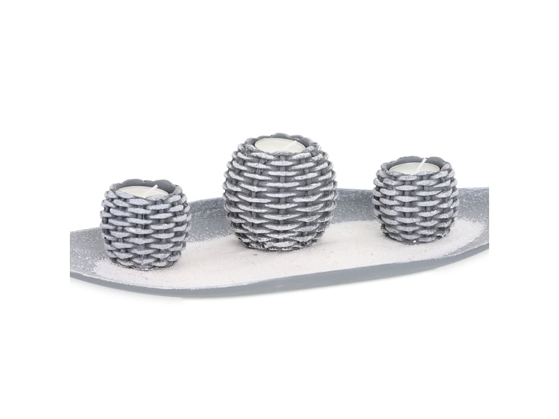  Porte-bougies avec plateau 30 x 30 x 5 cm décoratif style shabby ambiance cosy en métal blanc 13_0014682  - Conforama C