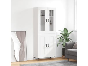 Buffet haut - bahut - meuble de rangement blanc 69,5x34x180 cm bois d'ingénierie