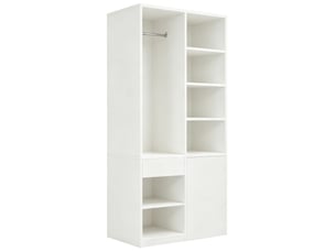 Armoire tcqpz 70 x 50 x 170 cm avec penderie étagères ouvertes 3 tiroirs mdf blanche