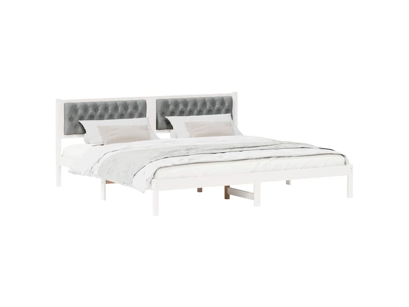 Lit double- lit adulte - cadre de lit gris clair 200 x 200 cm pin massif - Conforama B