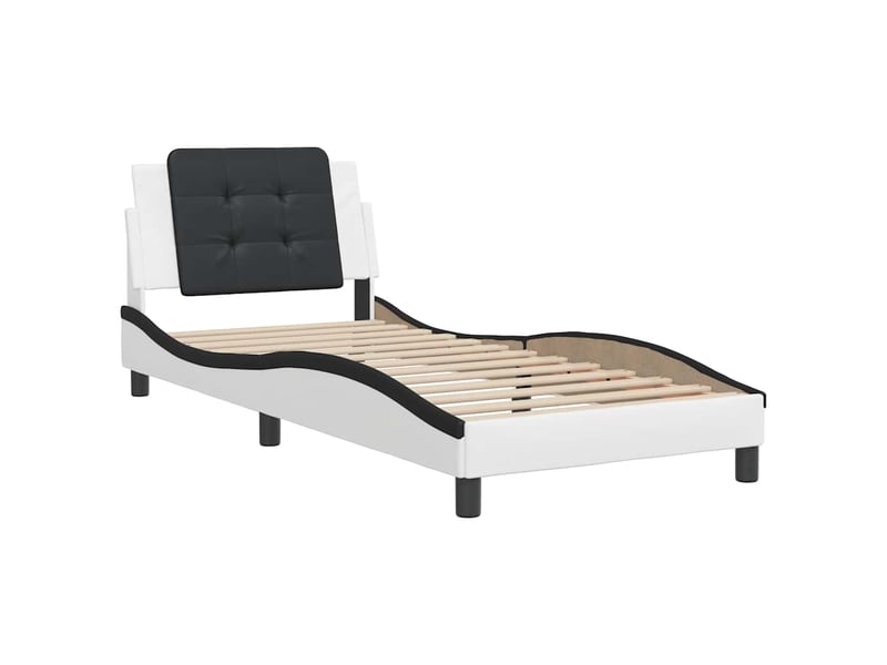 Lit simple- lit adulte - cadre de lit sans matelas zadar blanc et noir 80x200 cm similicuir - Conforama B