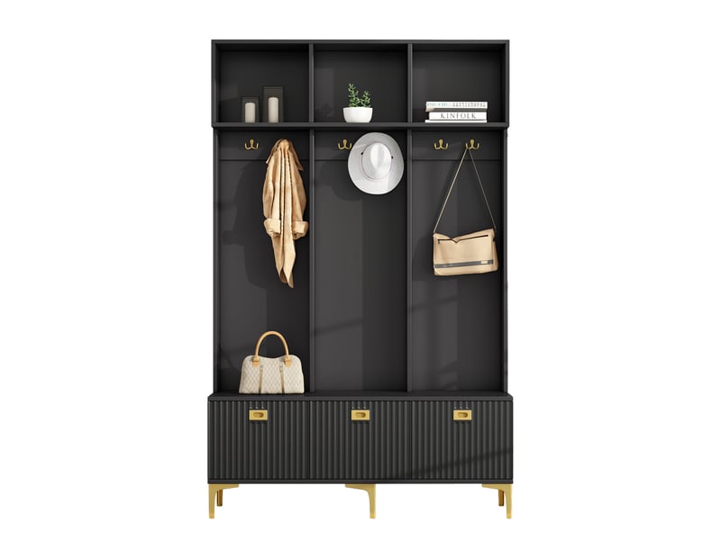  Portemanteau avec banc et rangement noir 120 x 191 cm  - Conforama W