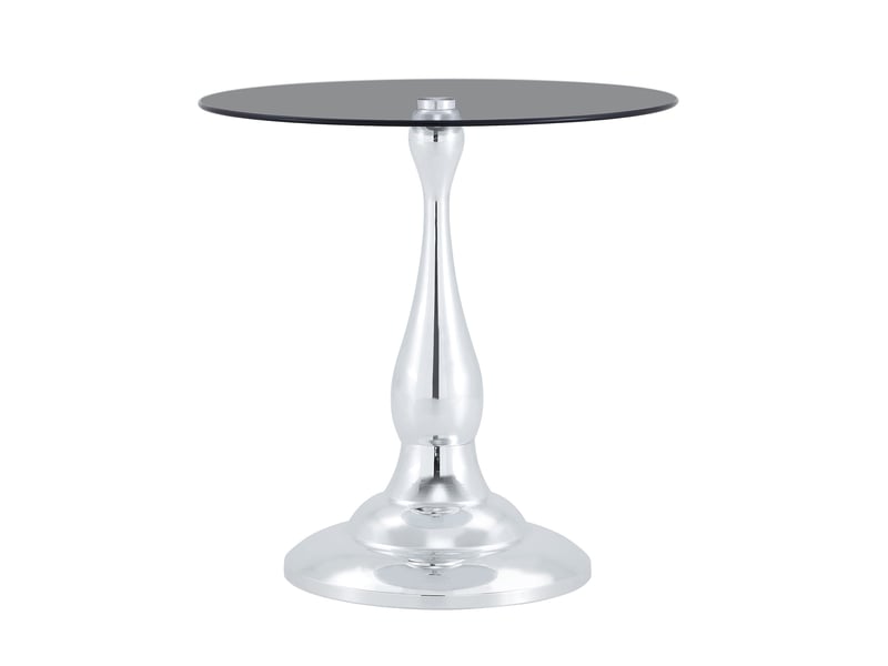 Table d'appoint ronde en verre trempé 50 cm, piètement métal argenté, h 51,5 cm  - Conforama A