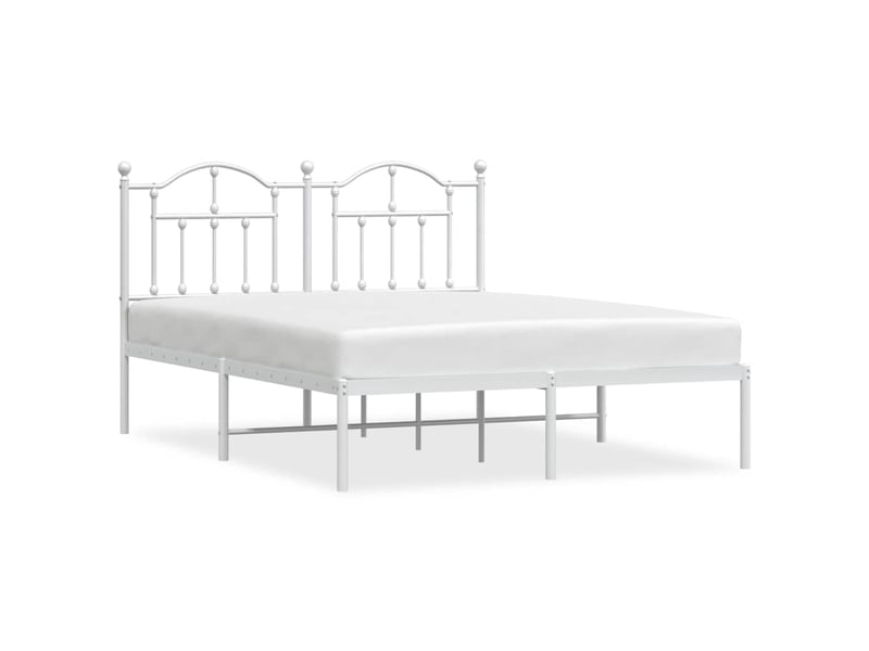 Lit double- lit adulte - cadre de lit métal sans matelas et tête de lit blanc 150x200 cm - Conforama A