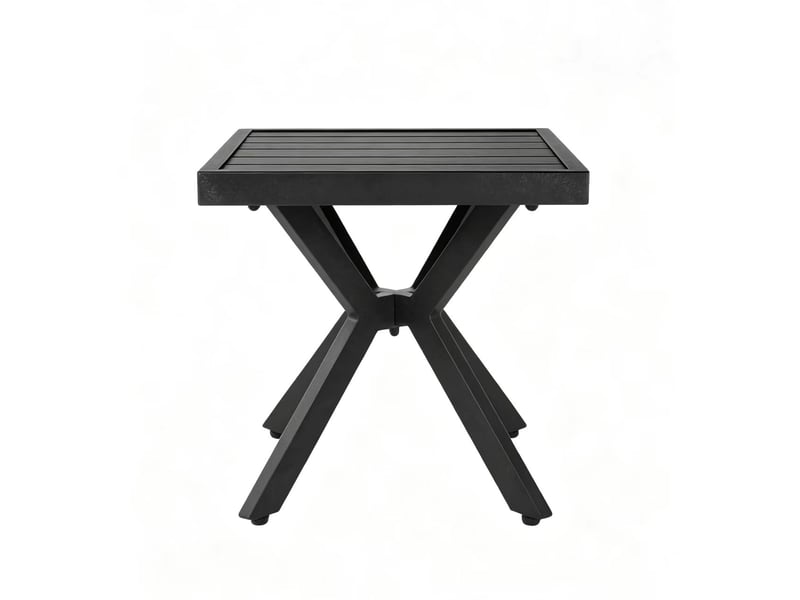  Table d’appoint carré en aluminium brun foncé, extérieur, patio, jardin, piscine, résistant intempéries  - Conforama A