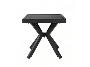 Table d’appoint carré en aluminium brun foncé, extérieur, patio, jardin, piscine, résistant intempéries