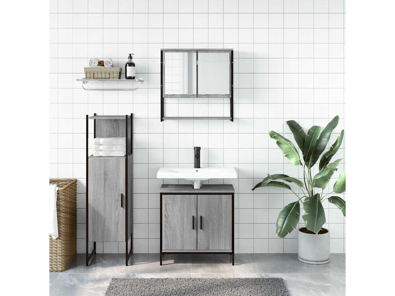 Ensemble de meubles de salle de bain 3 pcs sonoma gris cf63821 - Conforama C