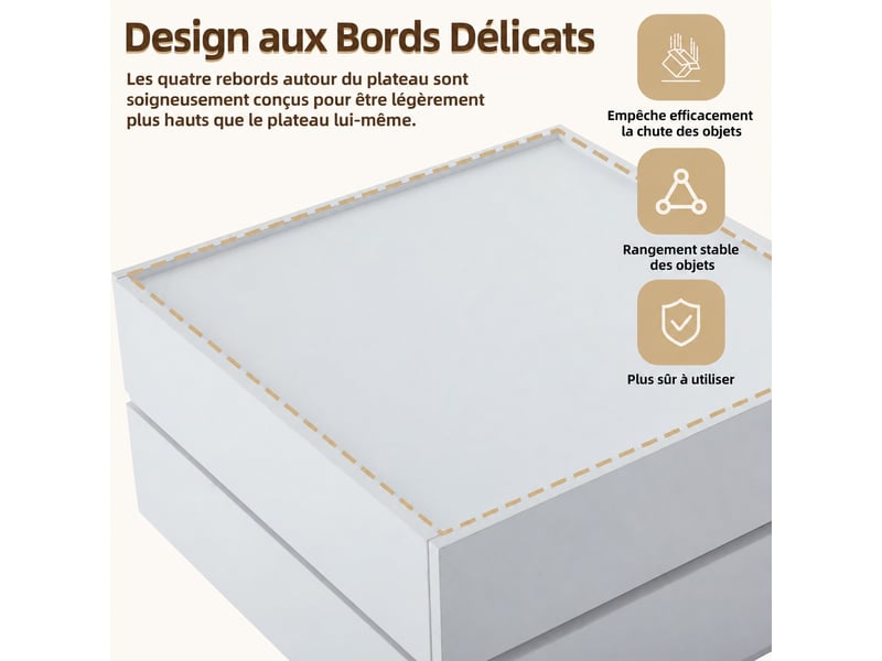  Table basse carrée pivotante - panneau de particules - blanc - classique - l 60 x p 60 x h 38 cm  - Conforama E