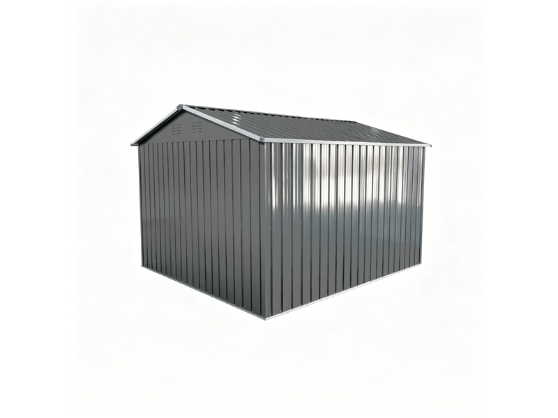  Abri de jardin en métal 313,4x248,6x191,5 cm gris avec toit pointu  - Conforama R