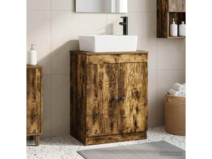 Meuble salle de bain avec évier, meuble de rangement chêne fumé 54x35x83 cm shl7571