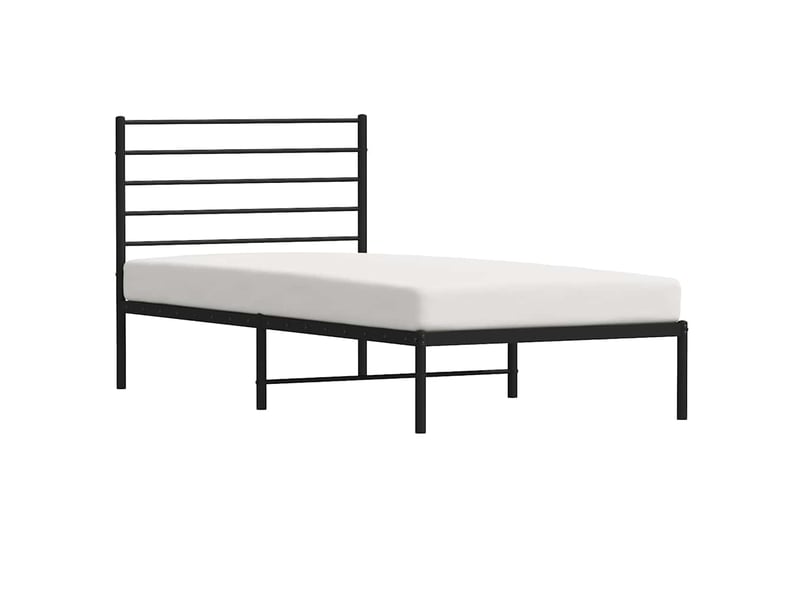  Lit simple- lit adulte -  cadre de lit métal sans matelas avec tête de lit noir 100x200cm  - Conforama D