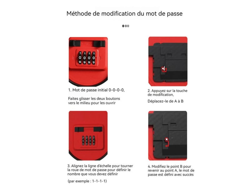 Boite a cles ronde a combinaison mecanique 4 chiffres 120 mm rouge vif et finitions noires 400289_AACLV30592_6_DROPFR - Conforama E