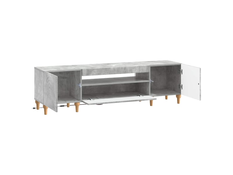 Meuble tv - banc tv - meuble de rangement led gris béton bois d'ingénierie - Conforama E