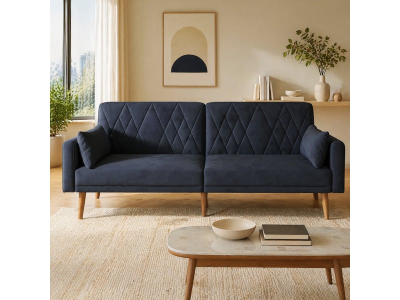 Canapé convertible modenvie 2 places en velours noir 180 x 75 x 82 cm  - Conforama B