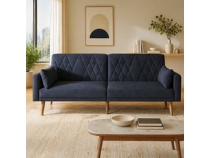 Canapé droit convertible <strong>MODENVIE</strong> <strong></strong> 2 places Velours noir