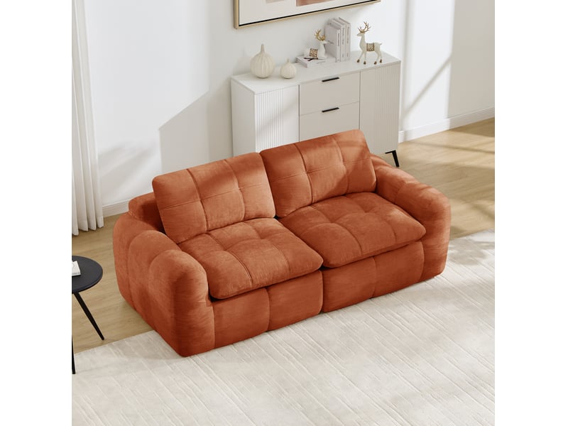 Canapé modulable 194x97x68 cm 2 places avec assise profonde coloris orange - Conforama E
