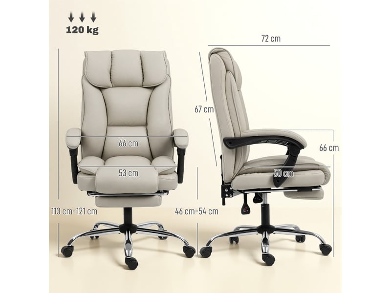 Chaise de bureau peras repose-pieds dossier inclinable cuir synthétique kaki - Conforama E