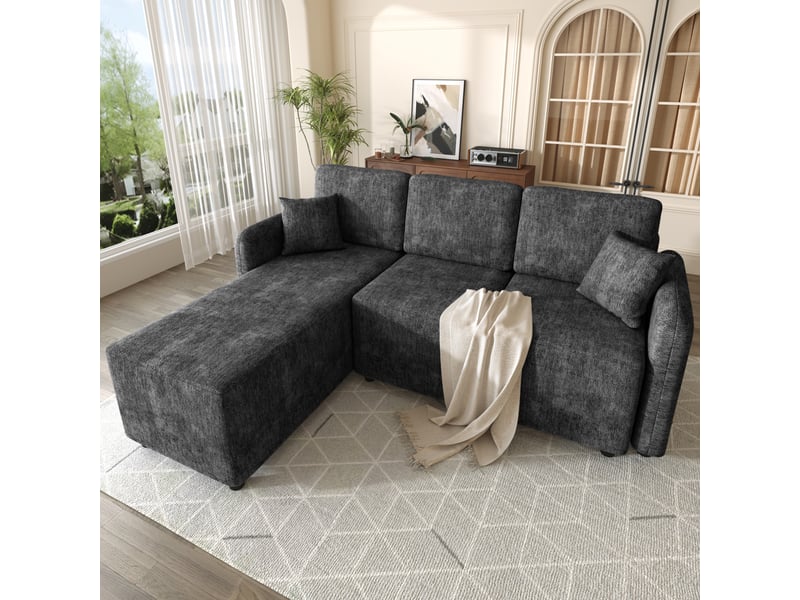 Canapé d'angle 3 places - forme en l avec surface de couchage 144 cm - revêtement chenille haute qualité 187.5x144x85.5cm - Conforama A