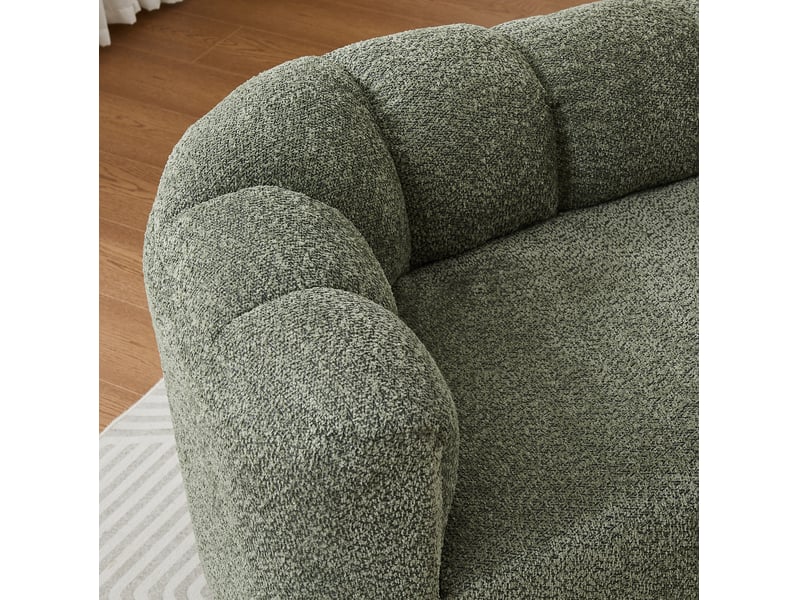  Méridienne 204 x 87 x 66 cm vert sauge en chenille, dossier ondulé et assise rembourrée sans accoudoirs  - Conforama D