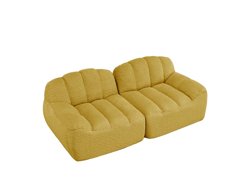  Canapé modulaire 2 places sans structure, forme coquillage, assise profonde, sans montage, jaune  - Conforama A