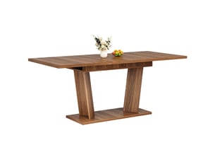 Table de salle à manger extensible 120-160×80×76cm, avec patins antidérapants réglables, moderne, noyer