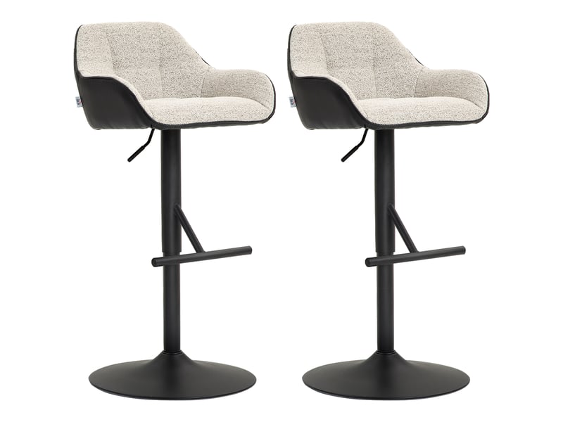  Lot de 2 tabourets de bar chaises de bar hauteur réglable tissu effet lin et base en acier 52,5 x 53 x 86,5-108 cm gris  - Conforama B