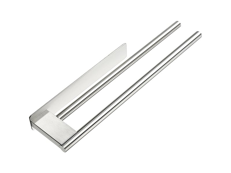  Porte-serviettes auto-adhésif en acier inoxydable, sans perçage, argent mat, porte-serviettes à deux bras, mural pour salle de bain  - Conforama E