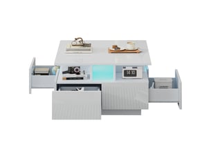 Table basse carré(e) coloris blanc FLORAGRACE - 70 cmx70 cm