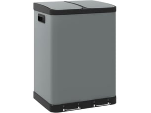 Poubelle à pédale 2x30 l 48,8x39,5x67 cm fermeture douce métal grise
