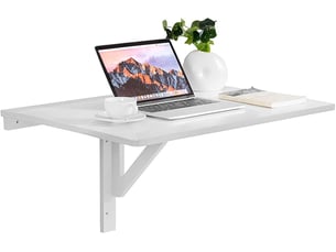 Table murale rabattable pliable en bois, support mural pliant, double pliage, gain de place, charge 20kg, 80 x 60 x 45 cm (blanc)