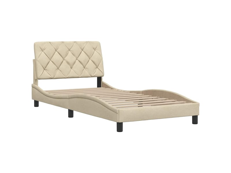  Lit simple- lit adulte -  cadre de lit sans matelas crème 100x200 cm tissu  - Conforama C