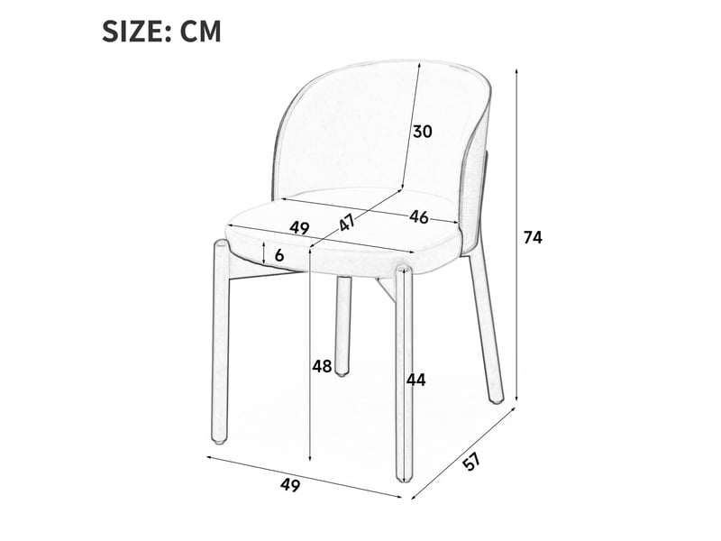 Lot de 6 chaises de salle à manger avec dossier enveloppant et assise rembourrée en tissu de lin et bois noyer - Conforama C