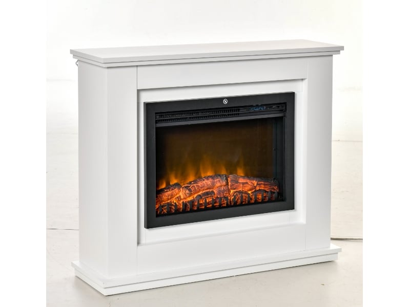  Cheminée électrique sur pied blanche en mdf, chauffage 1000 à 2000 w, télécommande et minuterie  - Conforama A