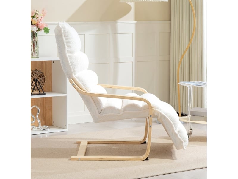  Fauteuil à bascule 67 x 93-114 x 105 cm blanc en polyester, repose-jambes réglable à 5 positions  - Conforama D