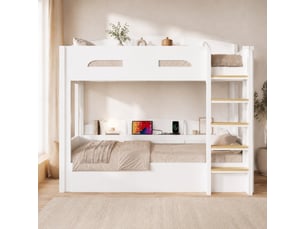 Lit superposé 90x200 cm <strong>OKMYHOME</strong> <strong></strong> coloris blanc