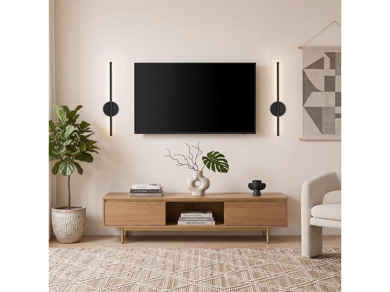  Lot de 2 appliques murales pour salon – 3 températures de couleur, pour intérieur-noir - 60 cm  - Conforama E