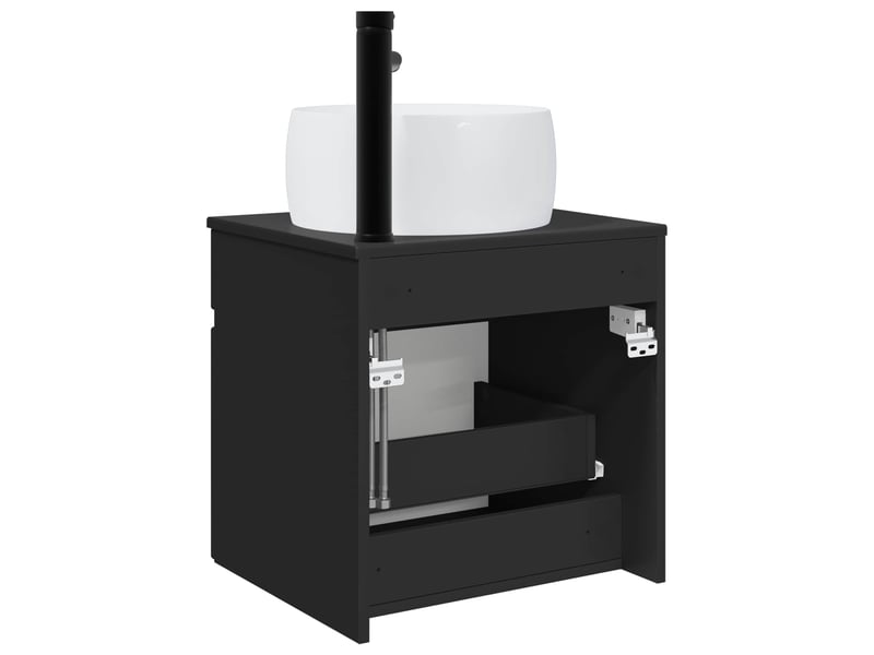  Meuble de lavabo mural, rangement salle de bain noir 49x44.5x66 cm bois d'ingénierie  - Conforama D