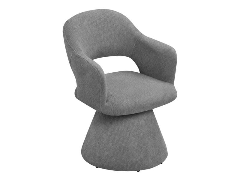  Chaise de salle à manger pivotante 360° grise en tissu effet lin avec accoudoirs intégrés  - Conforama A