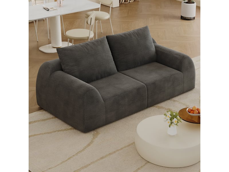  Canapé compressé 2 places, 190 x 95 x 85 cm, mousse haute élasticité, sans montage, tissu chenille, gris foncé  - Conforama B