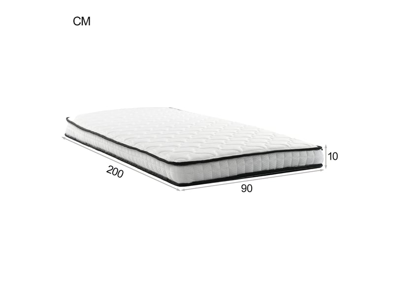  Matelas à ressorts 90 x 200 cm blanc, épaisseur 10 cm, soutien h3, modules ergonomiques, format roulé  - Conforama C