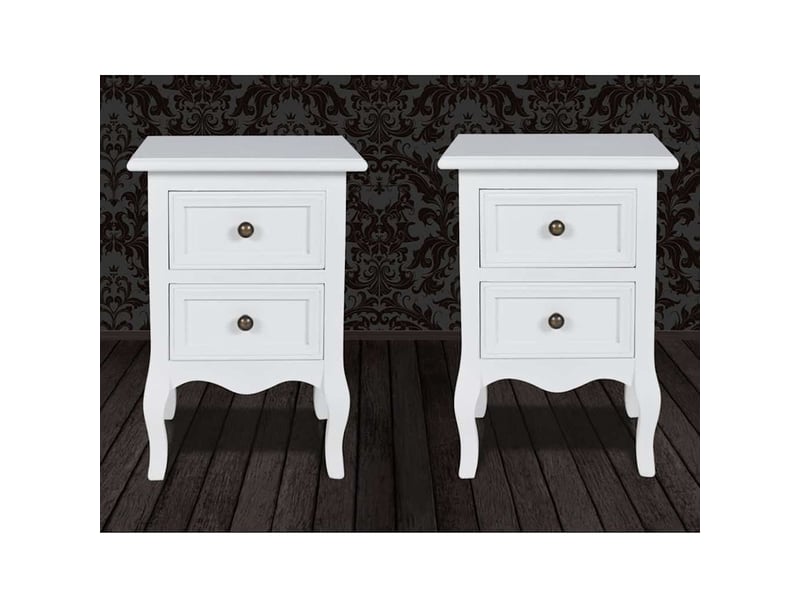  Lot de 2 table de chevet - cabinet de chevet - table de nuit avec 2 tiroirs mdf blanc  - Conforama B