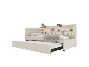 Lit gigogne 90x200 cm REDOM   coloris beige