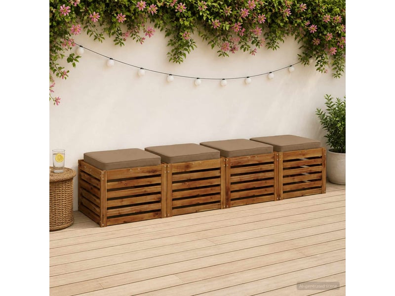  Lot de 4 coussins de siège, coussins d'assise vught 100 % polyester taupe cf60745  - Conforama B