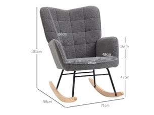 Fauteuil à bascule gris foncé aspect polaire berbère pour salon