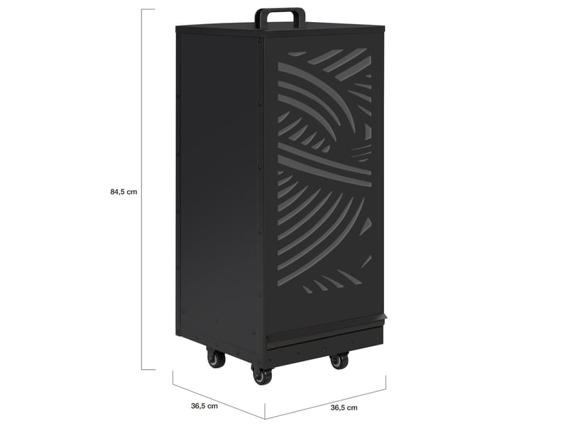  Réservoir à granulés 55 kg noir rangement à pellets 35 x 35 x 87 cm avec tiroir et motif  - Conforama D