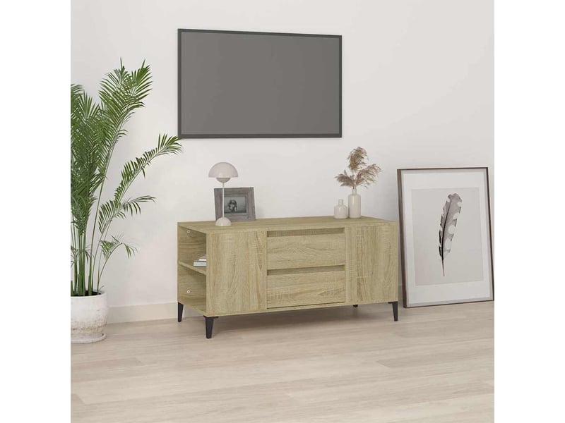  Meuble tv - banc tv - meuble de rangement chêne sonoma 102x44,5x50 cm bois d'ingénierie  - Conforama B