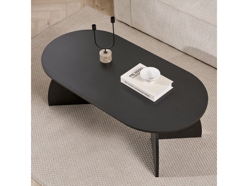  Table basse ovale couleur bois noir 120 cm  - Conforama E