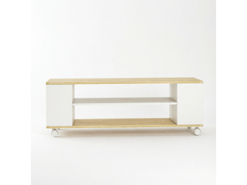 Meuble tv bas polyvalent avec roulettes — média moderne pour salon, armoire intégrée, rangement multifonction  - Conforama A
