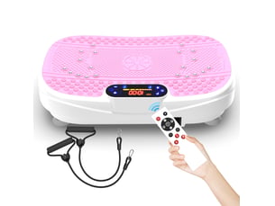 Plateforme vibrante de fitness 53 x 32 x 13 cm rose, abs, caoutchouc et acier, avec 2 bandes de resistance