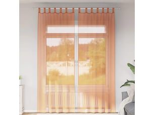 Lot de 2 rideaux en voile, voilages avec boucles terre cuite 140x260 cm cf44330